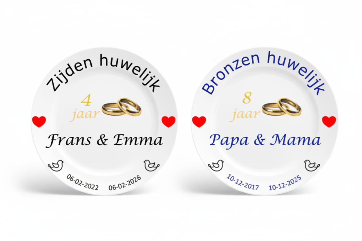 Trouwdag cadeau met namen en trouwdatum