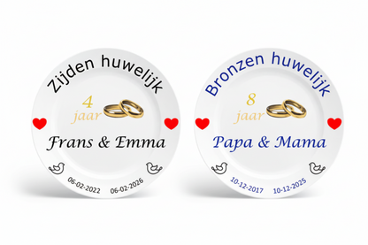 Trouwdag cadeau met namen en trouwdatum