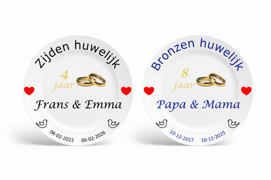 Trouwdag cadeau met namen en trouwdatum