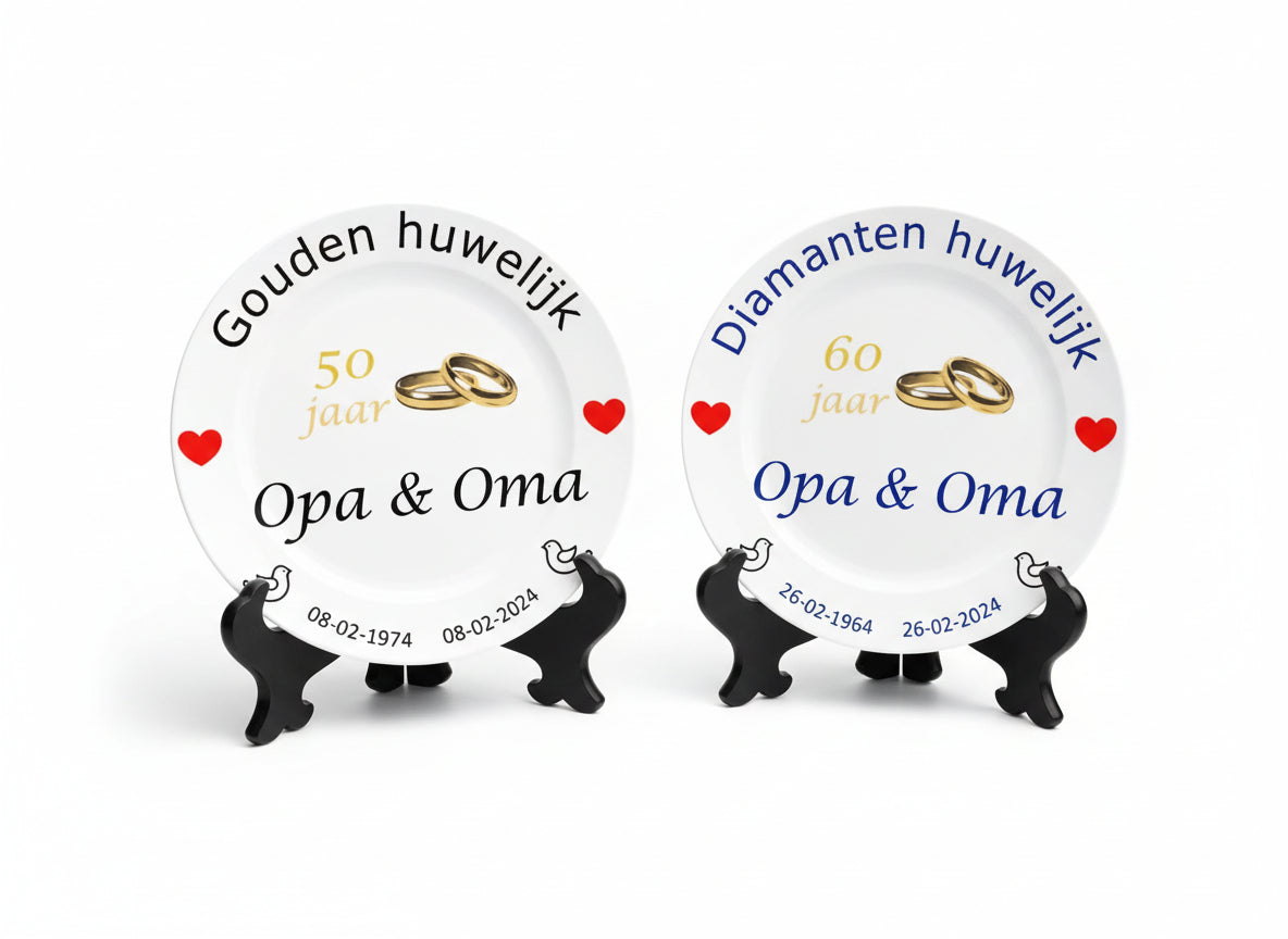 Trouwdag cadeau voor Opa en Oma Sierbordje met namen en trouwdatum