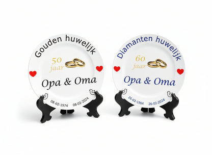 Trouwdag cadeau voor Opa en Oma Sierbordje met namen en trouwdatum