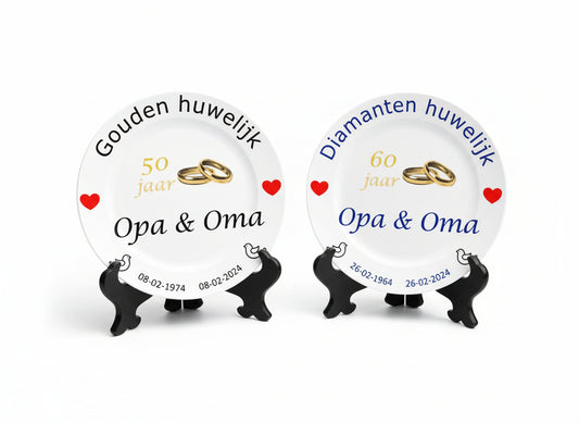 Trouwdag cadeau voor Opa en Oma Sierbordje met namen en trouwdatum