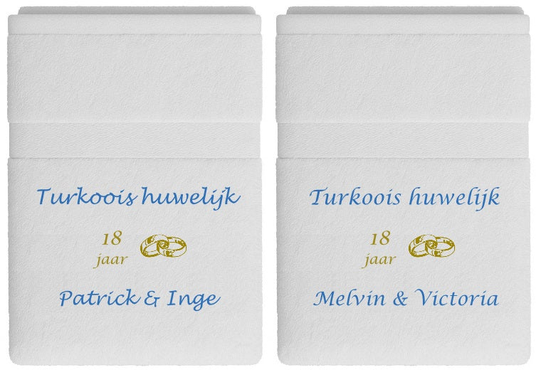 Tukoois huwelijk cadeau | 18 jaar getrouwd - Gepersonaliseerd Cadeau - In-house Geborduurd