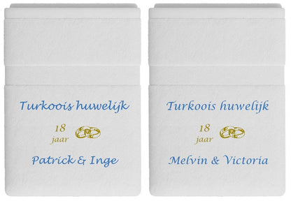 Tukoois huwelijk cadeau | 18 jaar getrouwd - Gepersonaliseerd Cadeau - In-house Geborduurd