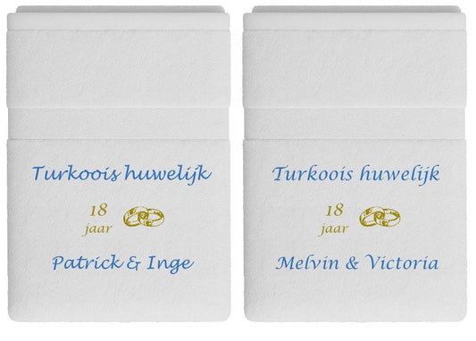 Tukoois huwelijk cadeau | 18 jaar getrouwd - Gepersonaliseerd Cadeau - In-house Geborduurd