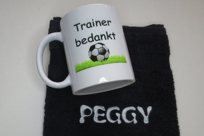 Koffiemok Trainer of Handdoek cadeau| Borduurkado