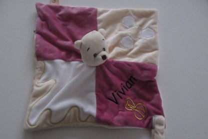 Winnie the Pooh Knuffeldoek met Naam - Gepersonaliseerd Cadeau - In-house Geborduurd