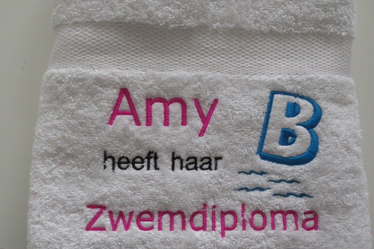 Witte handdoek met zwemdiploma B