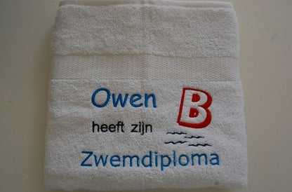 Zwemdiploma B cadeau| Borduurkado.nl