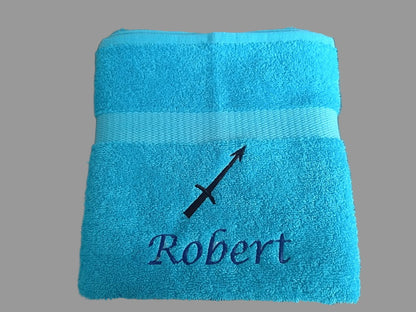 Handdoek met sterrenbeeld en naam - Gepersonaliseerd Cadeau - Geborduurd