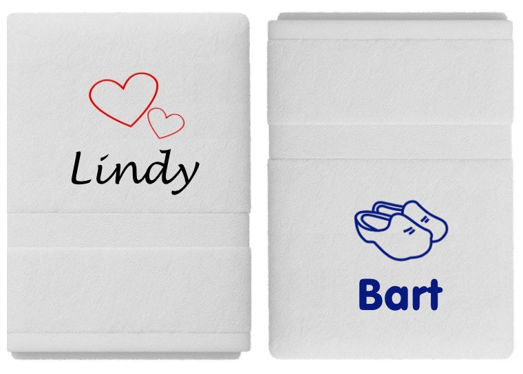 Badlaken met naam en afbeelding - Gepersonaliseerd Cadeau -Geborduurd