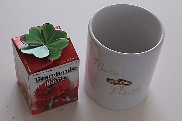 Bloempot Jubileum met Namen en Ringen – Huwelijkscadeau - Gepersonaliseerd Cadeau - In-house Geborduurd