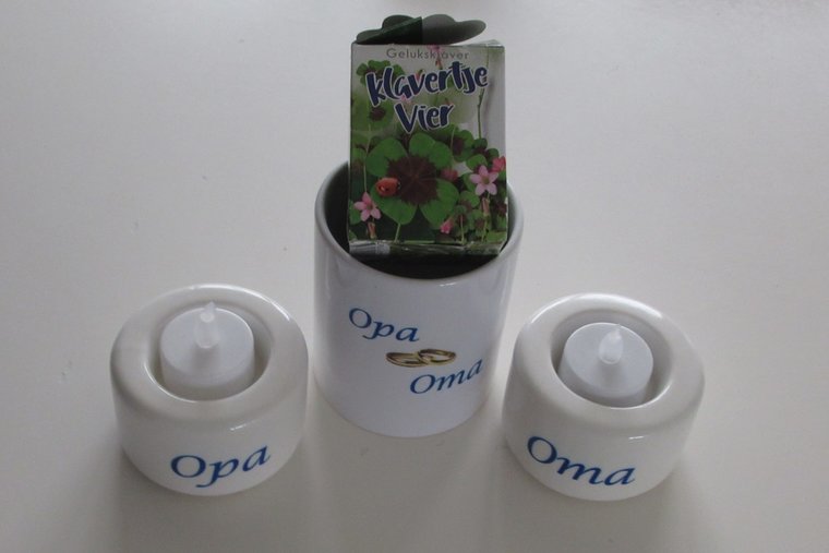 Bloempot Jubileum met Namen en Ringen – Huwelijkscadeau - Gepersonaliseerd Cadeau - In-house Geborduurd