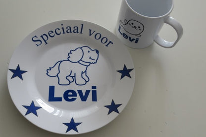 Kinderbordje met Naam en Afbeelding - Gepersonaliseerd Cadeau - In-house Geborduurd