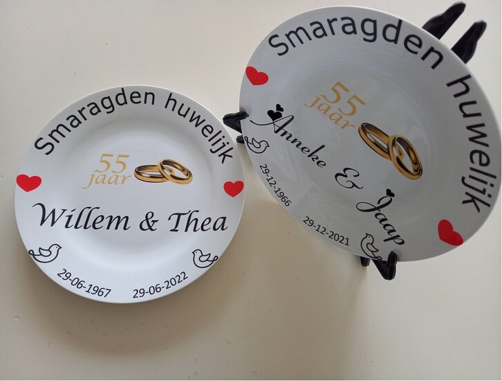 55 jaar Trouwdag cadeau Smaragden huwelijk Rood - Gepersonaliseerd Cadeau - In-house Geborduurd