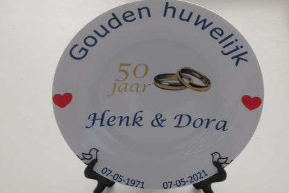 50 jaar Trouwdag cadeau Gouden huwelijk Rood - Gepersonaliseerd Cadeau - In-house Geborduurd