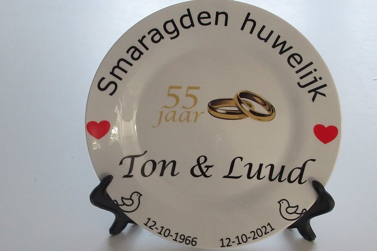 55 jaar Trouwdag cadeau Smaragden huwelijk Rood - Gepersonaliseerd Cadeau - In-house Geborduurd