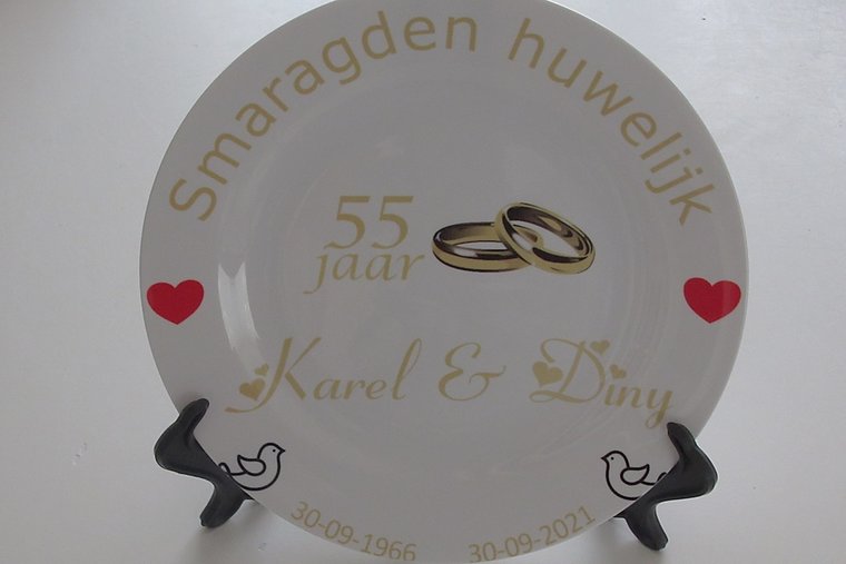 55 jaar Trouwdag cadeau Smaragden huwelijk Rood - Gepersonaliseerd Cadeau - In-house Geborduurd