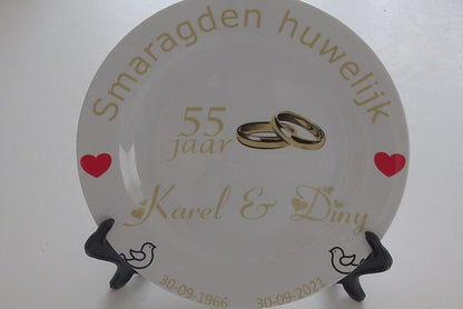 55 jaar Trouwdag cadeau Smaragden huwelijk Rood - Gepersonaliseerd Cadeau - In-house Geborduurd