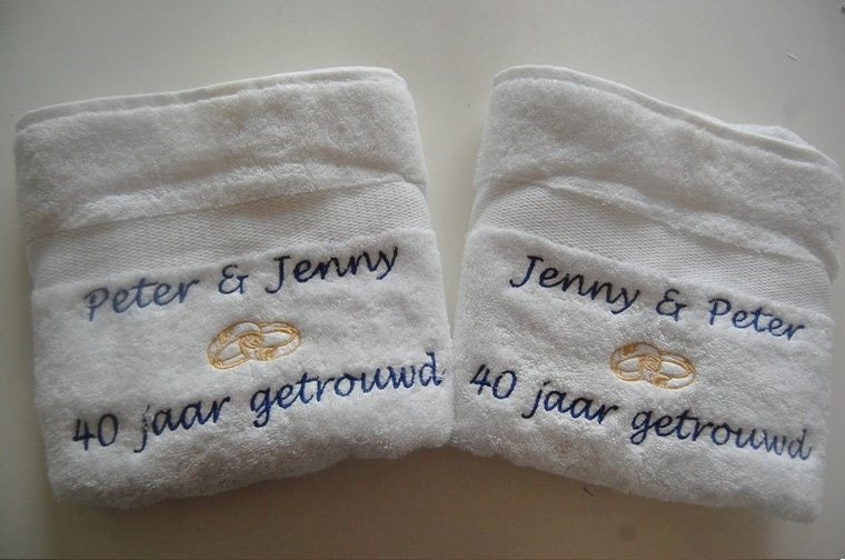 40 jaar getrouwd cadeau met namen - Gepersonaliseerd Cadeau - In-house Geborduurd