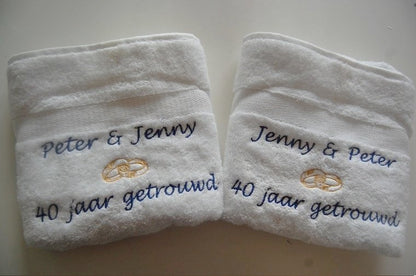 40 jaar getrouwd cadeau met namen - Gepersonaliseerd Cadeau - In-house Geborduurd