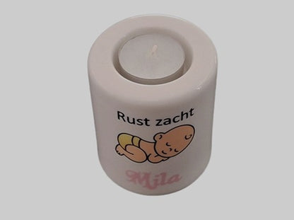 Troostlichtje Baby met Naam | Rust Zacht Gedenklicht - Gepersonaliseerd Cadeau - In-house Geborduurd