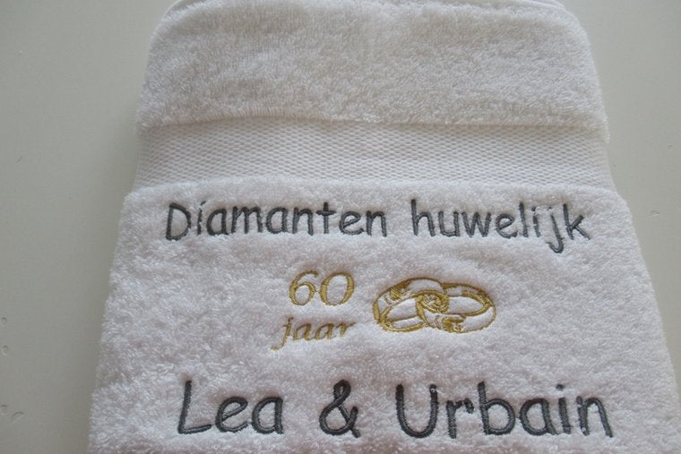 Diamanten huwelijk cadeau | 60 jaar getrouwd - Gepersonaliseerd Cadeau - In-house Geborduurd