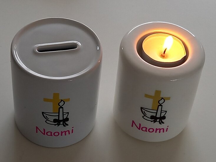 Doop spaarpot uniek cadeau| Ontwerp hem helemaal zelf| Borduurkado