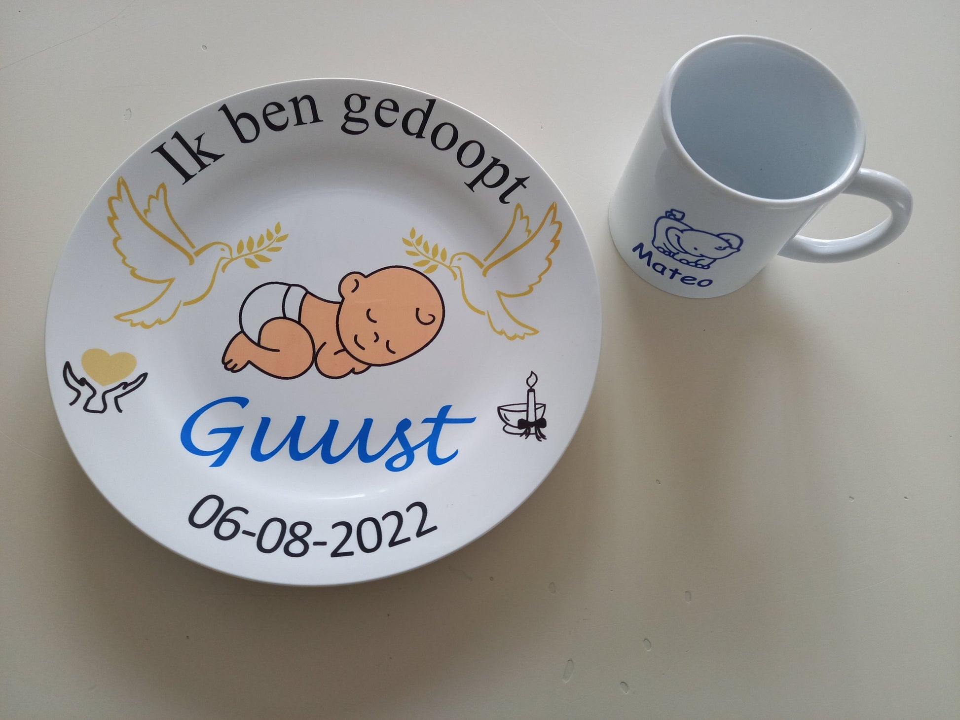 doopcadeau baby jongen doopcadeau  bordje met naam en tekst