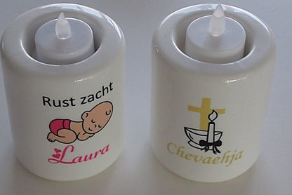 Troostlichtje Baby met Naam | Rust Zacht Gedenklicht - Gepersonaliseerd Cadeau - In-house Geborduurd