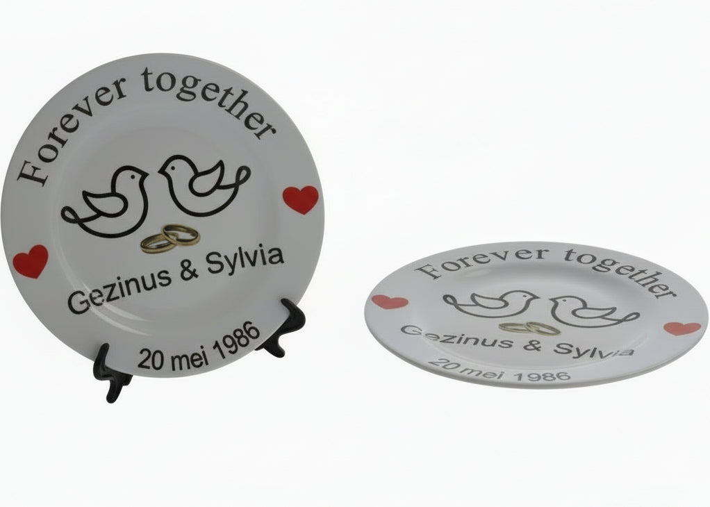 Huwelijksbord met Naam Ontwerpen | Uniek & Onbreekbaar Trouwcadeau