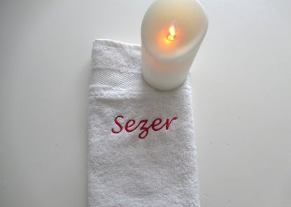 Gastendoek met naam of tekst - Gepersonaliseerd Cadeau - In-house Geborduurd