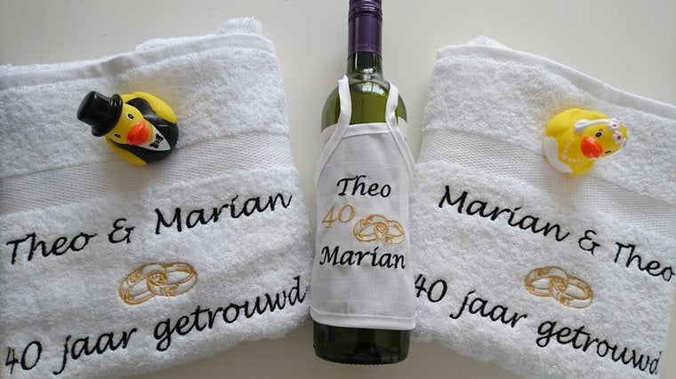 40 jaar getrouwd cadeau met namen - Gepersonaliseerd Cadeau - In-house Geborduurd