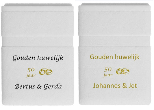 Gouden huwelijk cadeau | 50 jaar getrouwd met naam en ringen| Borduurkado
