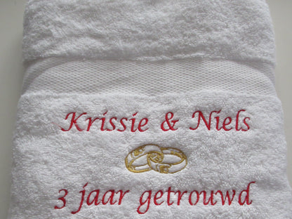 1 jaar getrouwd cadeau met namen - Gepersonaliseerd Cadeau -Borduurkado
