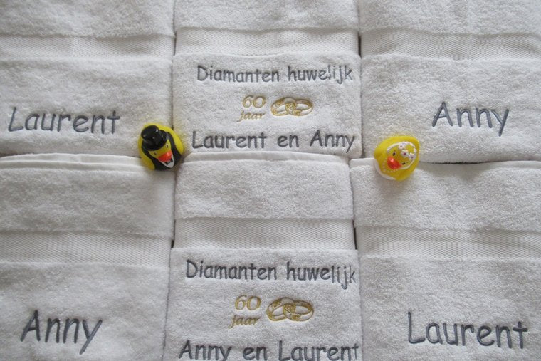 Diamanten huwelijk cadeau | 60 jaar getrouwd - Gepersonaliseerd Cadeau - In-house Geborduurd