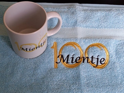 100 jaar cadeau met naam en leeftijd - Gepersonaliseerd Cadeau - In-house Geborduurd