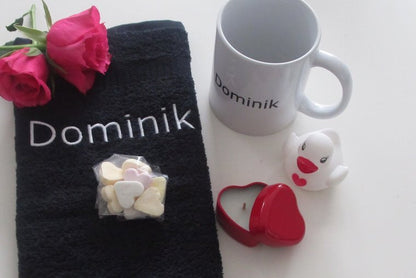 Hartvormige waxinelichtjes rood Grijs - Gepersonaliseerd Cadeau - In-house Geborduurd
