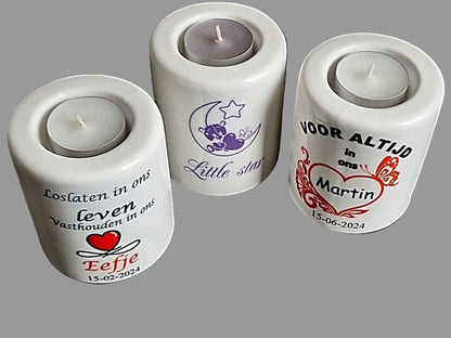 Gedenklichtje met Naam en Vlinder | Voor Altijd in Ons Hart - Gepersonaliseerd Cadeau - In-house Geborduurd