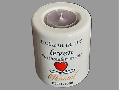 Herdenkingslichtje met Naam | Loslaten in Ons Hart - Gepersonaliseerd Cadeau - In-house Geborduurd