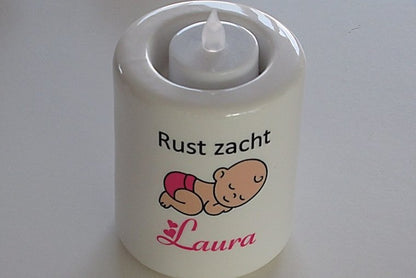 Troostlichtje Baby met Naam | Rust Zacht Gedenklicht - Gepersonaliseerd Cadeau - In-house Geborduurd