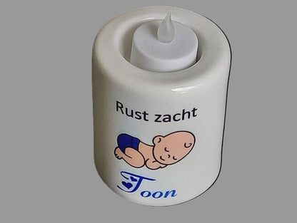 Troostlichtje Baby met Naam | Rust Zacht Gedenklicht - Gepersonaliseerd Cadeau - In-house Geborduurd