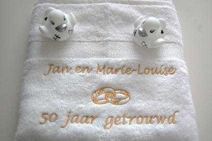 50 jaar getrouwd cadeau met namen - Gepersonaliseerd Cadeau - In-house Geborduurd