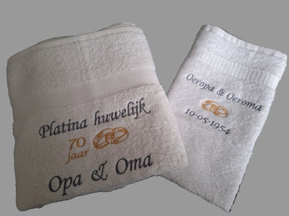 Platina huwelijk cadeau | 70 jaar getrouwd - Gepersonaliseerd Cadeau - In-house Geborduurd