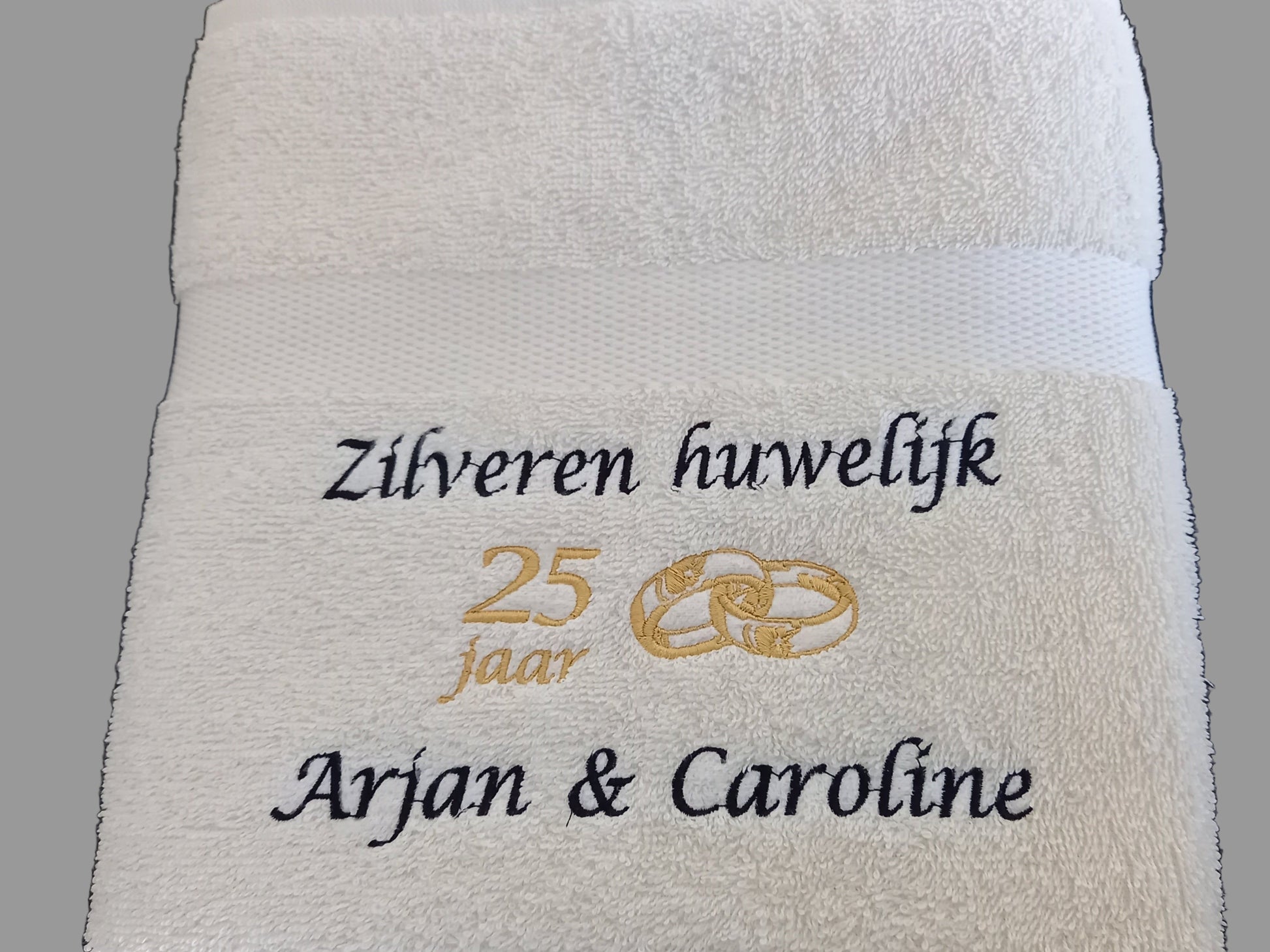Zilveren huwelijk cadeau | 25 jaar getrouwd idee| Borduurkado