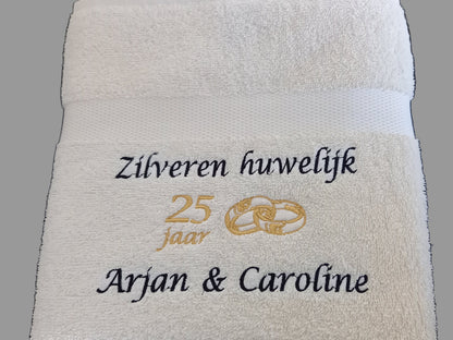 Zilveren huwelijk cadeau | 25 jaar getrouwd idee| Borduurkado