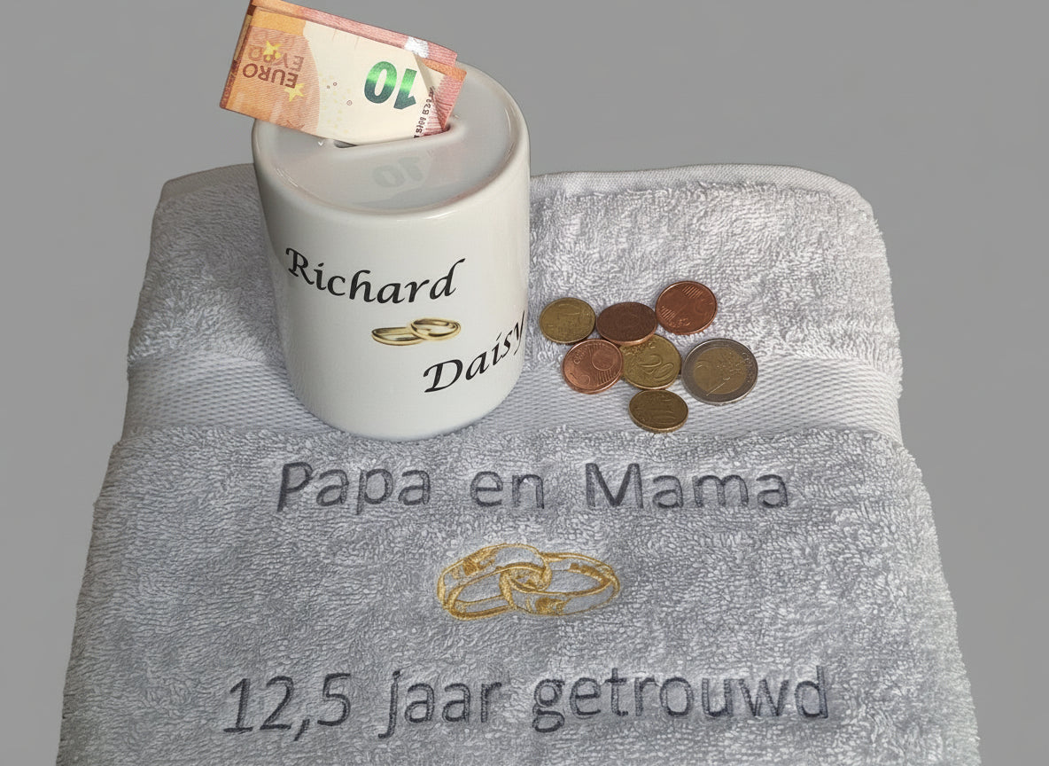 Papa en Mama 12.5 jaar getrouwd – trouwdag cadeau ouders - Borduurkado