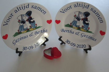Voor altijd Samen Sierbord Rood - Gepersonaliseerd Cadeau - In-house Geborduurd