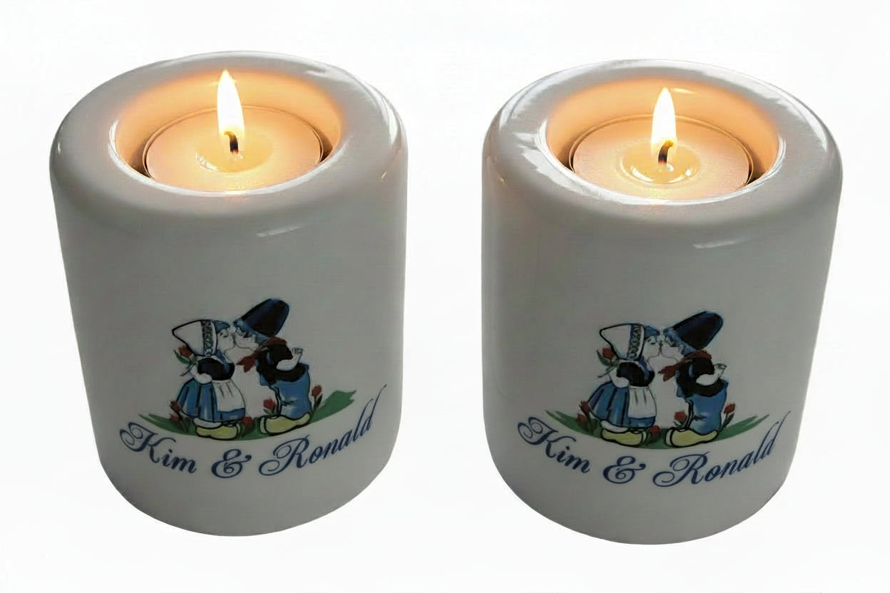 Kaarsenhouder Voor altijd samen - Gepersonaliseerd Cadeau - In-house Geborduurd