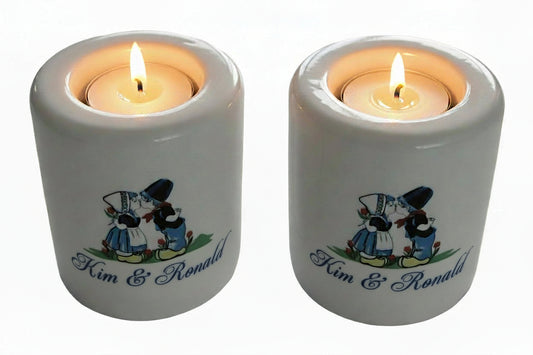 Kaarsenhouder Voor altijd samen - Gepersonaliseerd Cadeau - In-house Geborduurd